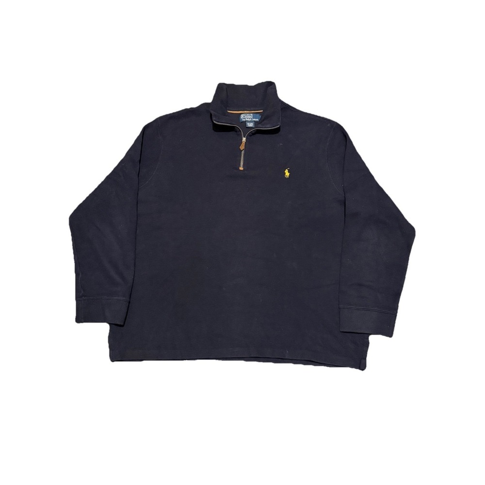 Vintage Polo Ralph Lauren Sweater Men's XL‎ Blue 1/4 Zip Pullover Knit Mens XL
